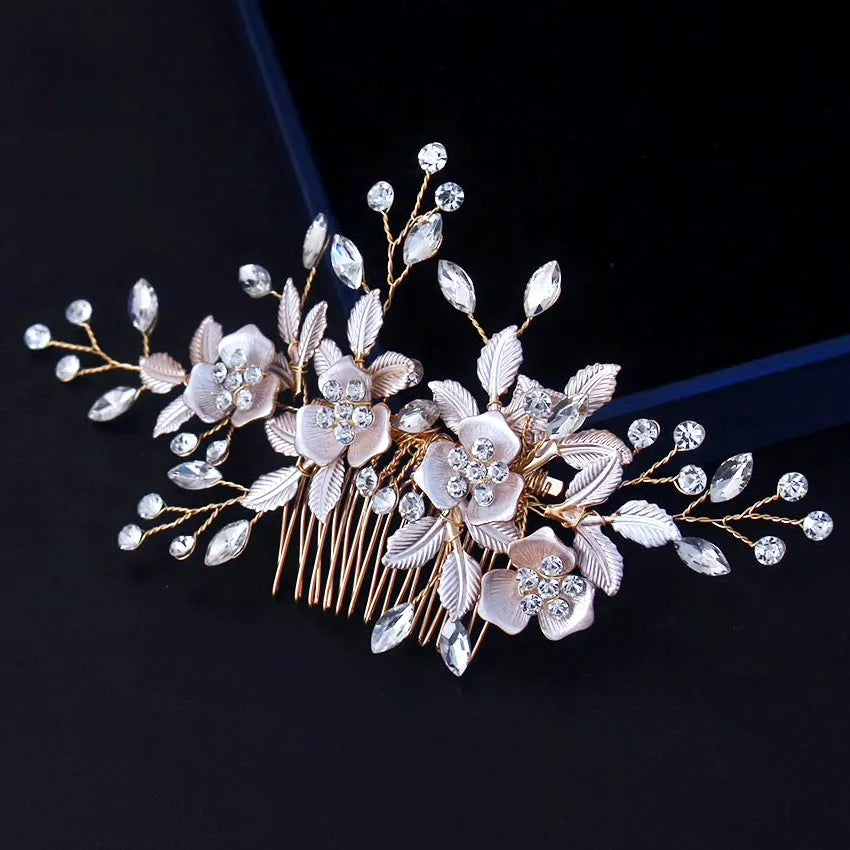 Wedding Hair Accessories - Floral Bridal Hair Comb - Available in Silver and Rose Gold
