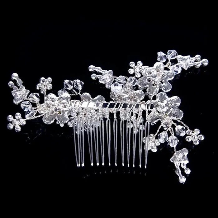 Wedding Hair Accessories - Silver Pearl and Crystal Bridal Hair Comb