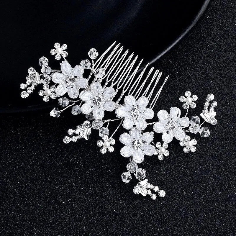 Wedding Hair Accessories - Silver Pearl and Crystal Bridal Hair Comb