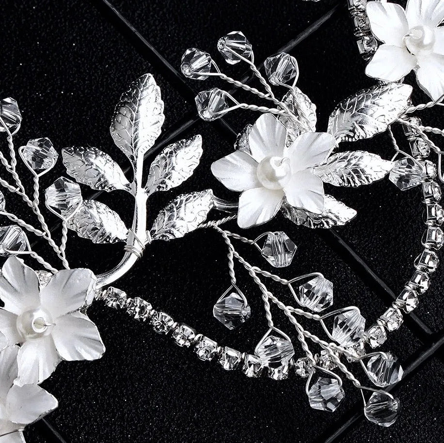 Wedding Hair Accessories - Silver Pearl and Crystal Bridal Hair Vine