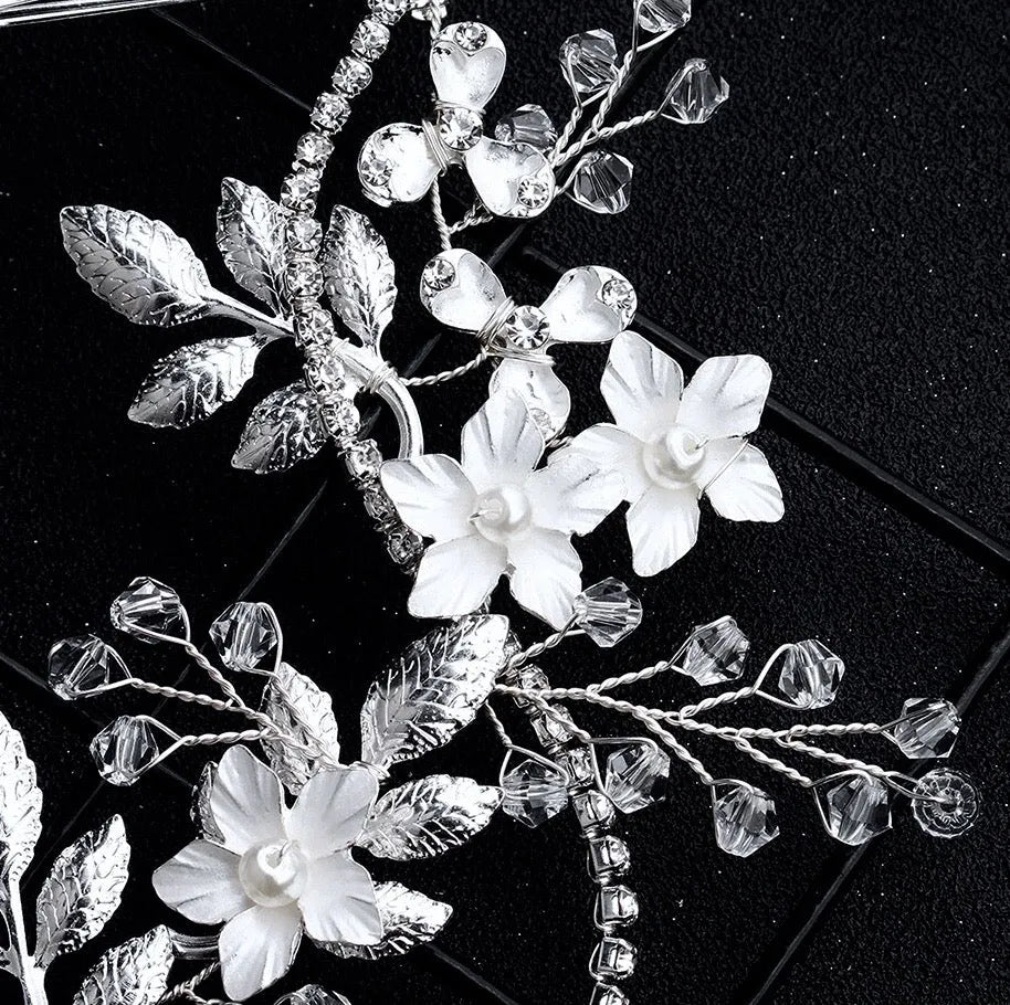 Wedding Hair Accessories - Silver Pearl and Crystal Bridal Hair Vine