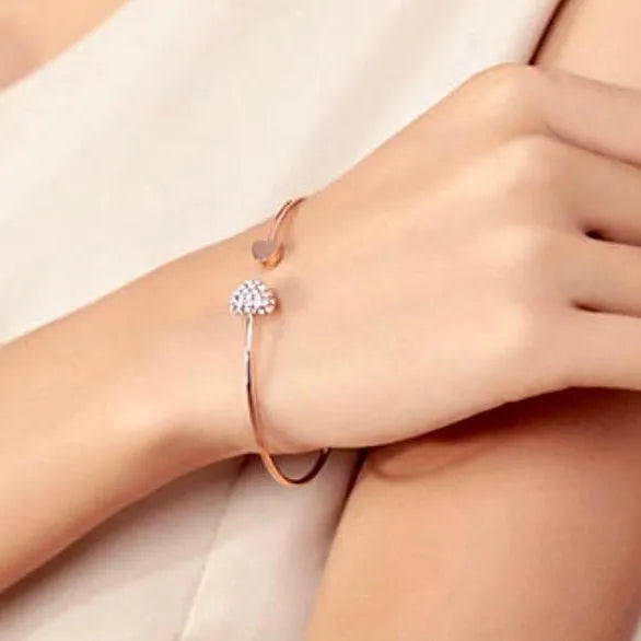 Bridal Party Gifts - Delicate Heart Bangle Bracelet - Available in Silver and Rose Gold