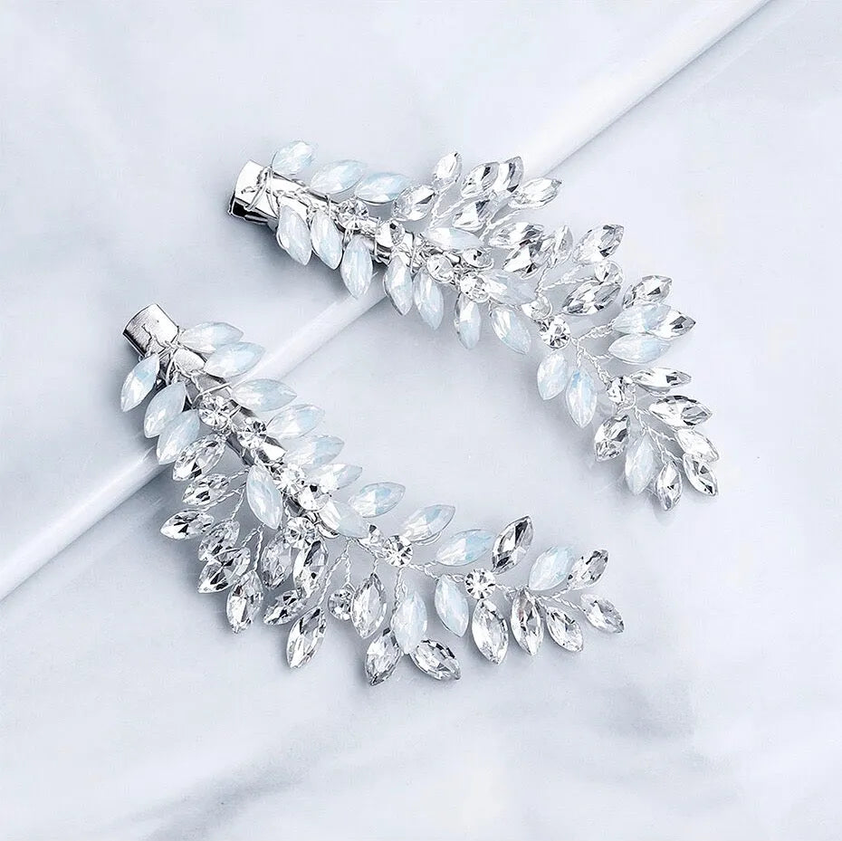 Elegant Silver Hair Accessory Set 2-piece Crystal Beaded Hair Vine Set – Elegant Crystal Bead  main image 4