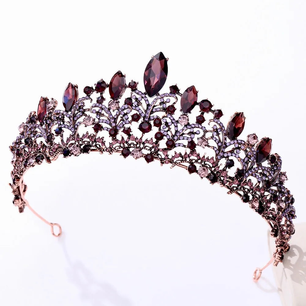 Wedding Hair Accessories - Victorian Gothic Burgundy Bridal Tiara