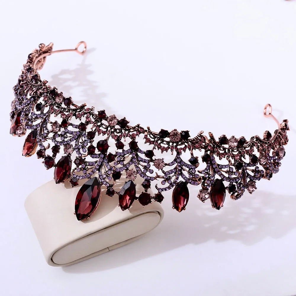 Wedding Hair Accessories - Victorian Gothic Burgundy Bridal Tiara