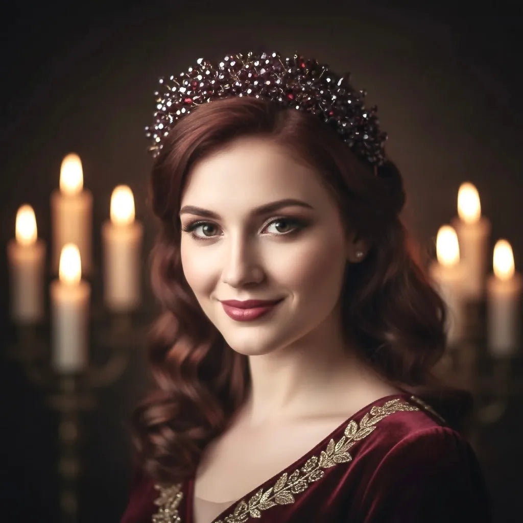  Burgundy Crystal Bridal Headband