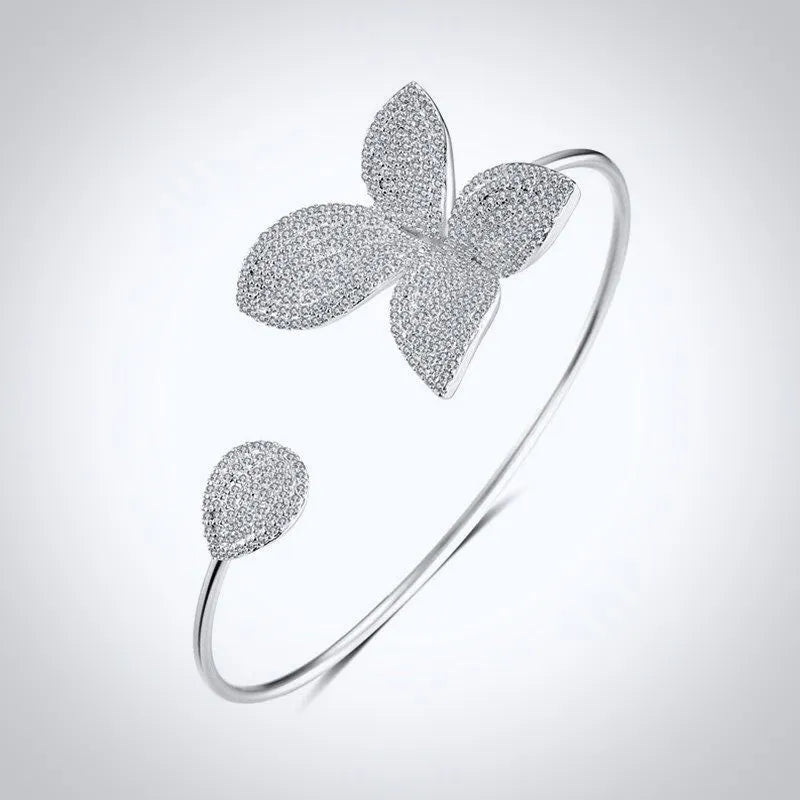 Wedding Jewelry - Cubic Zirconia Bridal Bangle Bracelet - Available in Silver and Yellow Gold