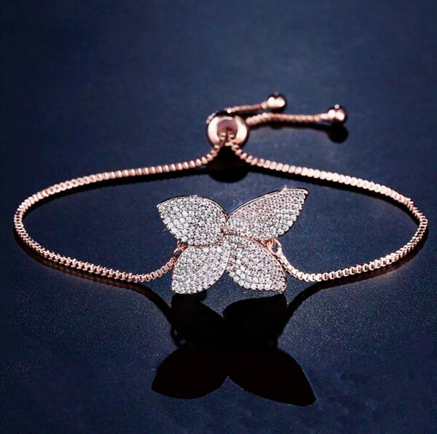Wedding Jewelry - CZ Adjustable Bridal Bracelet - Available in Silver, Rose Gold and Yellow Gold