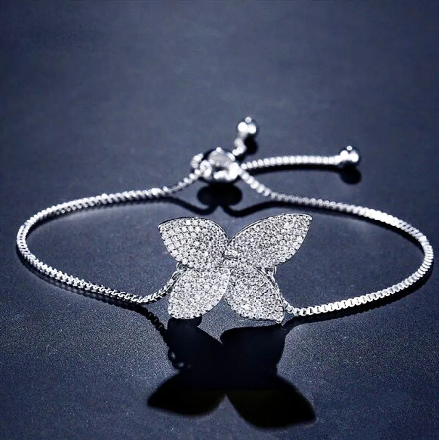 Wedding Jewelry - CZ Adjustable Bridal Bracelet - Available in Silver, Rose Gold and Yellow Gold