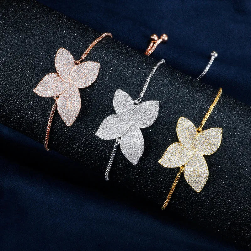 Wedding Jewelry - CZ Adjustable Bridal Bracelet - Available in Silver, Rose Gold and Yellow Gold