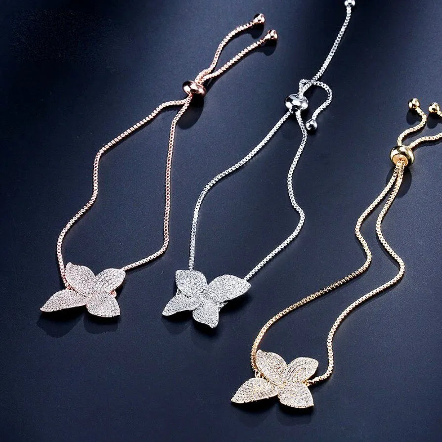 Wedding Jewelry - CZ Adjustable Bridal Bracelet - Available in Silver, Rose Gold and Yellow Gold