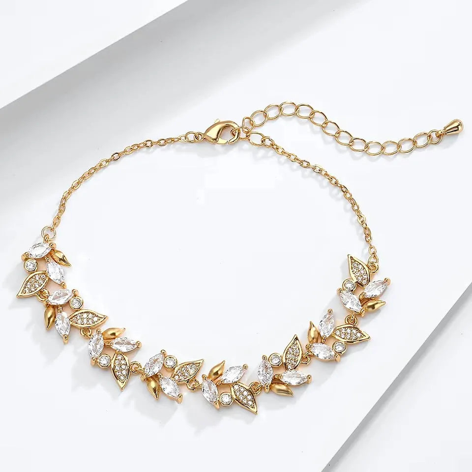 Wedding Jewelry - Cubic Zirconia Bridal Bracelet - Available in Gold and Silver