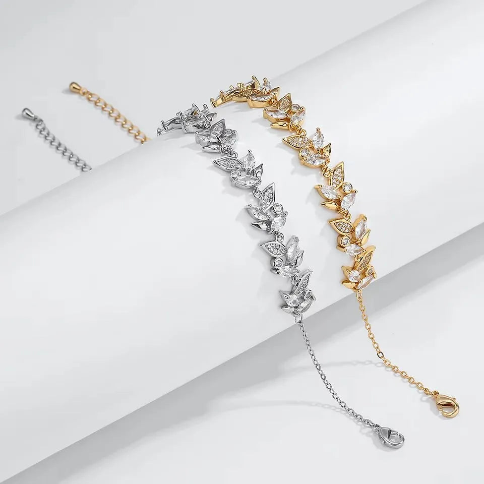 Wedding Jewelry - Cubic Zirconia Bridal Bracelet - Available in Gold and Silver
