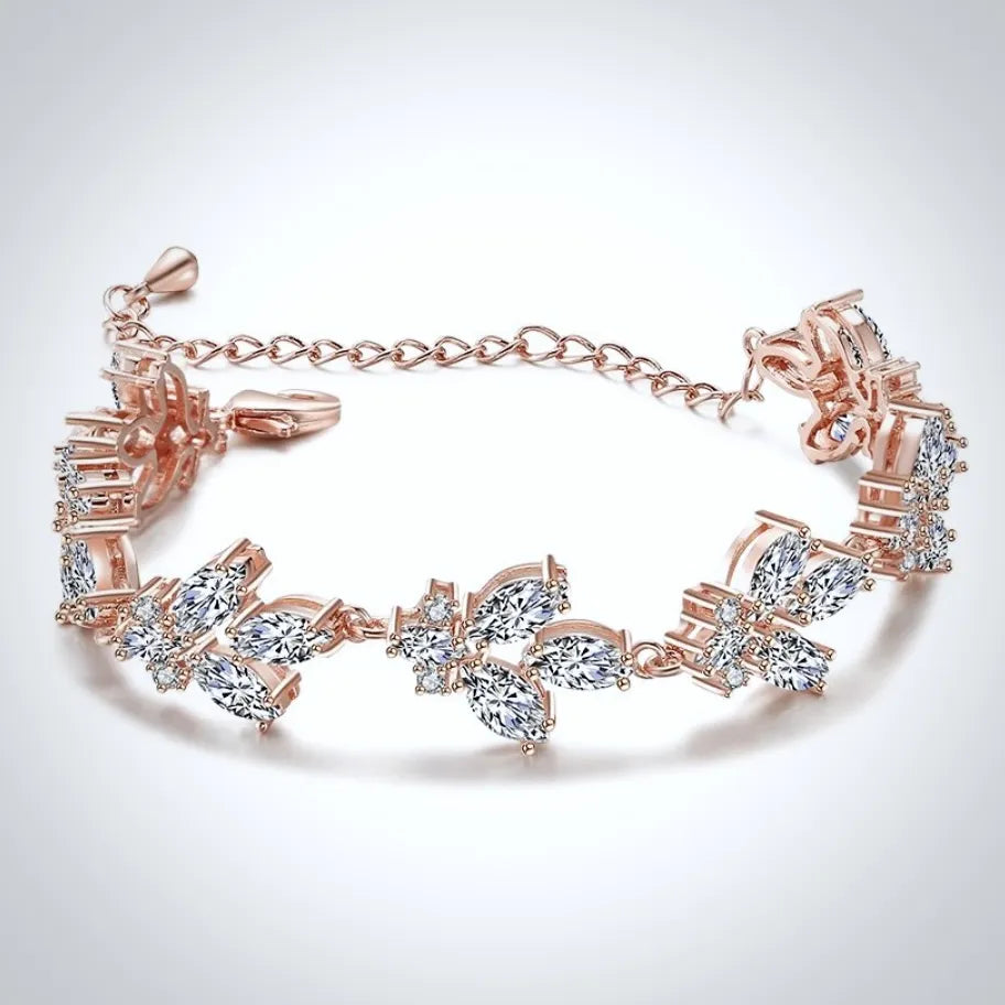 Wedding Jewelry - Cubic Zirconia Bridal Bracelet - Available in Rose Gold and Silver