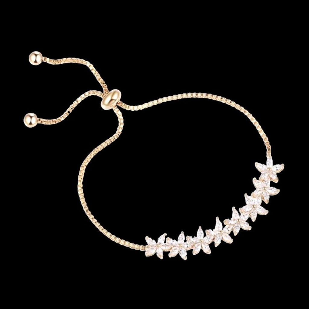 Wedding Jewelry - Cubic Zirconia Adjustable Bracelet - Available in Silver, Rose Gold and Yellow Gold