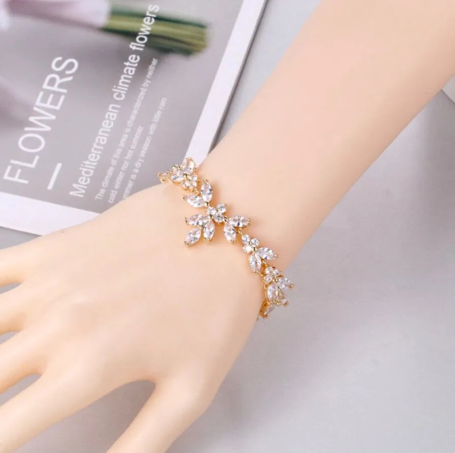 Wedding Jewelry - Cubic Zirconia Bridal Bracelet - Available in Silver, Rose Gold and Yellow Gold