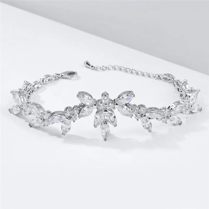 Wedding Jewelry - Cubic Zirconia Bridal Bracelet - Available in Silver, Rose Gold and Yellow Gold