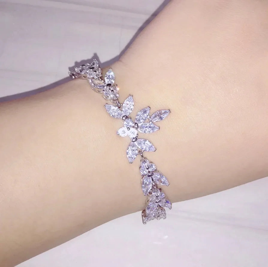 Wedding Jewelry - Cubic Zirconia Bridal Bracelet - Available in Silver, Rose Gold and Yellow Gold