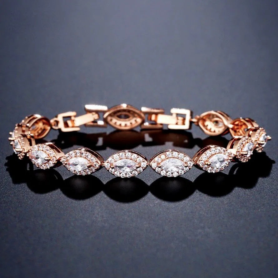 Wedding Jewelry - Cubic Zirconia Bridal Bracelet - Available in Silver, Rose Gold and Yellow Gold