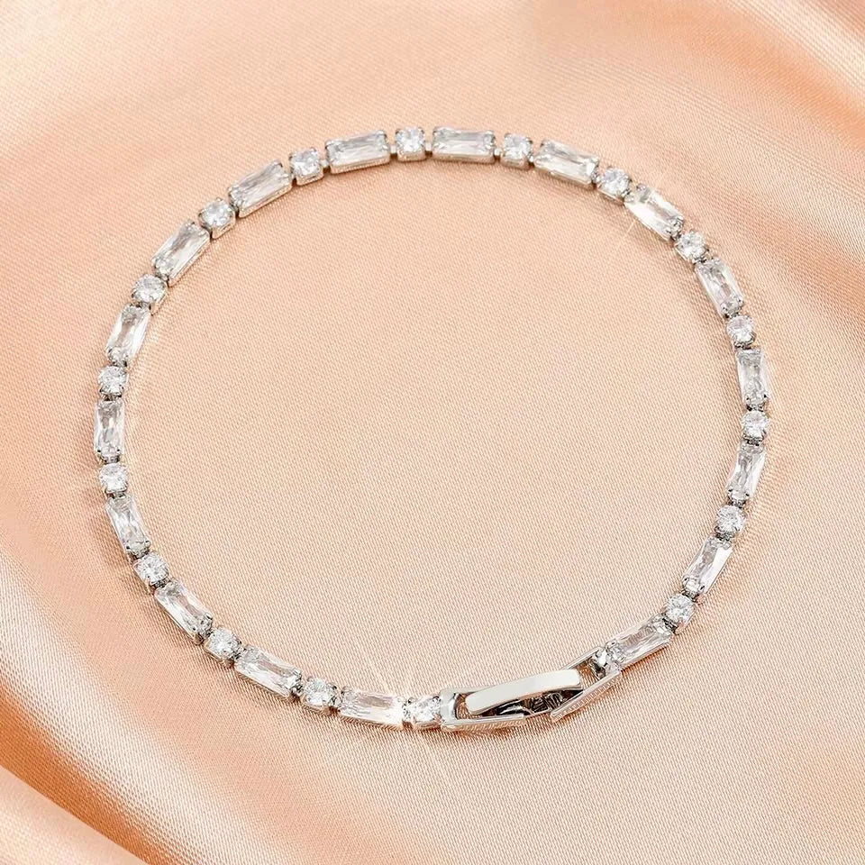 Wedding Jewelry - Silver Cubic Zirconia Bridal Bracelet