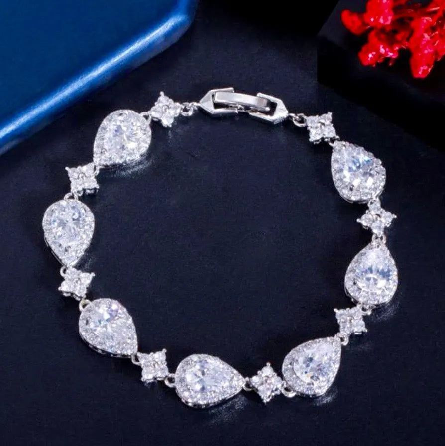 Wedding Jewelry - Cubic Zirconia Bridal Bracelet - Available in Silver, Rose Gold and Yellow Gold