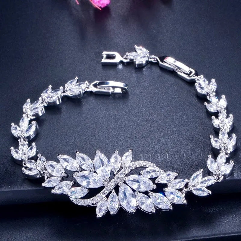 Wedding Jewelry - Cubic Zirconia Bridal Bracelet - Available in Yellow Gold, Silver and Rose Gold
