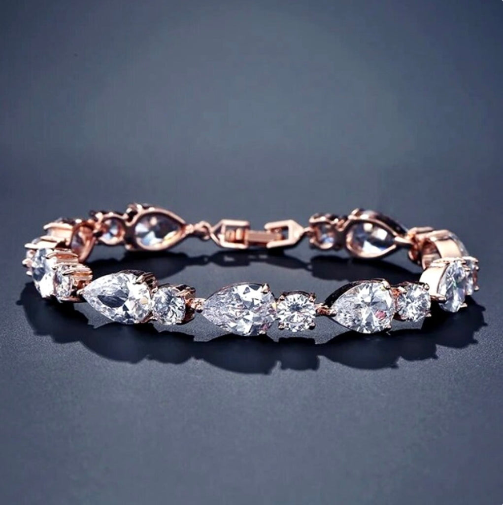 Wedding Jewelry - CZ Bridal Bracelet - Available in Silver, Rose Gold and Yellow Gold