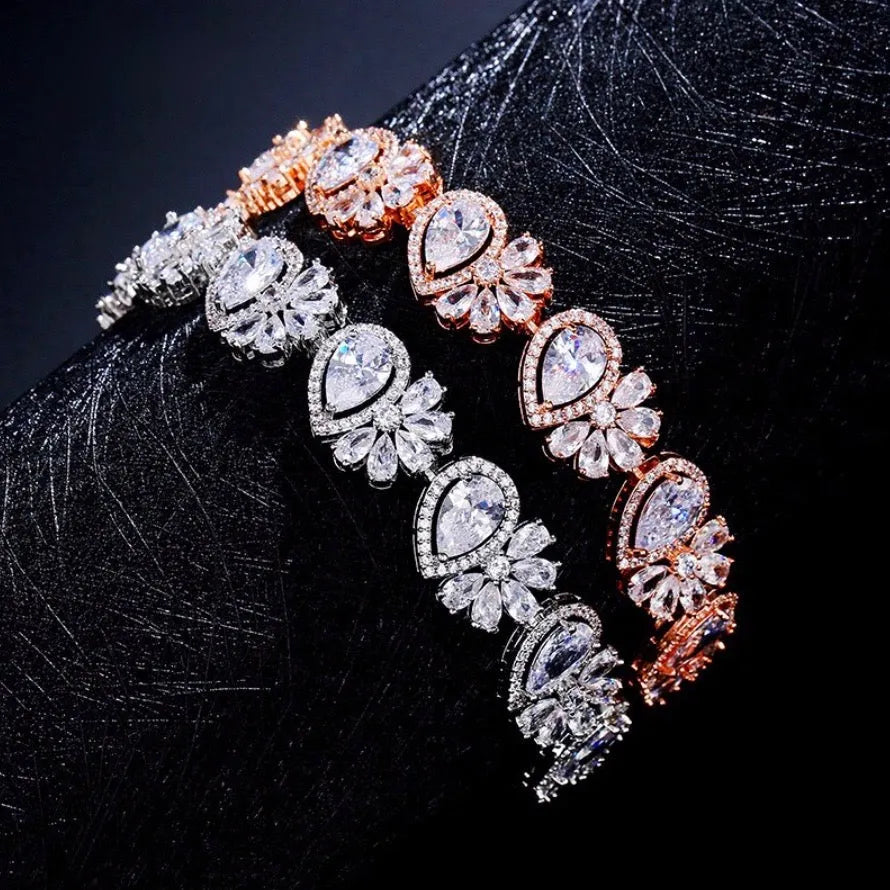 Wedding Jewelry - Cubic Zirconia Bridal Bracelet - Available in Rose Gold and Silver