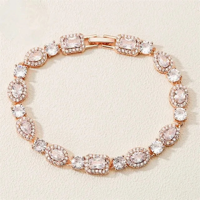 Wedding Jewelry - Cubic Zirconia Bridal Bracelet - Available in Silver, Rose Gold and Yellow Gold