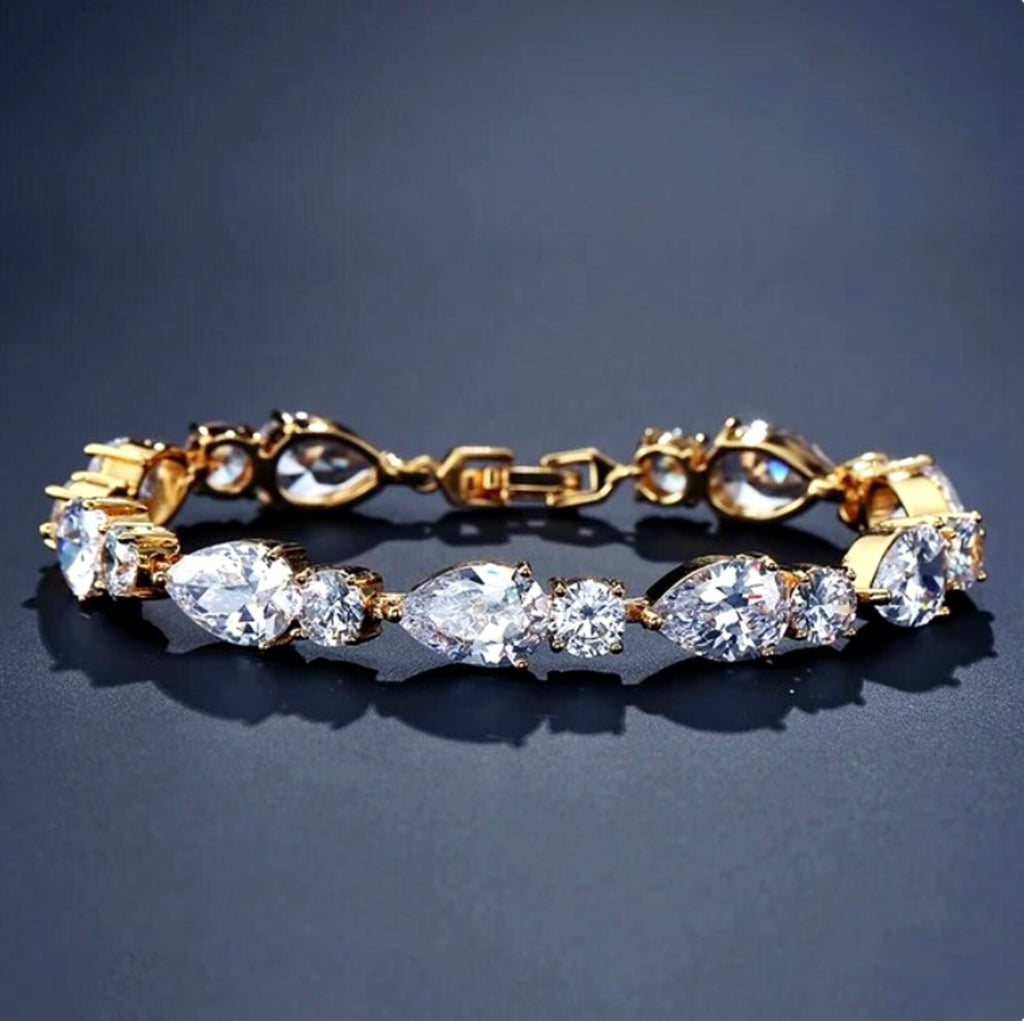 Wedding Jewelry - CZ Bridal Bracelet - Available in Silver, Rose Gold and Yellow Gold