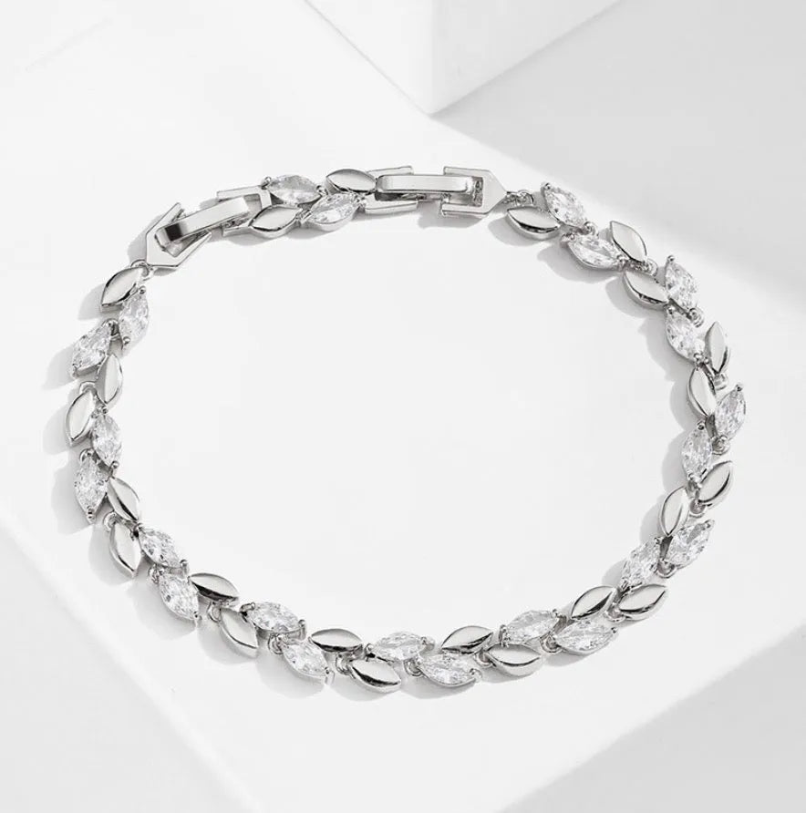 Wedding Jewelry - Cubic Zirconia Bridal Bracelet - Available in Silver, Rose Gold and Yellow Gold