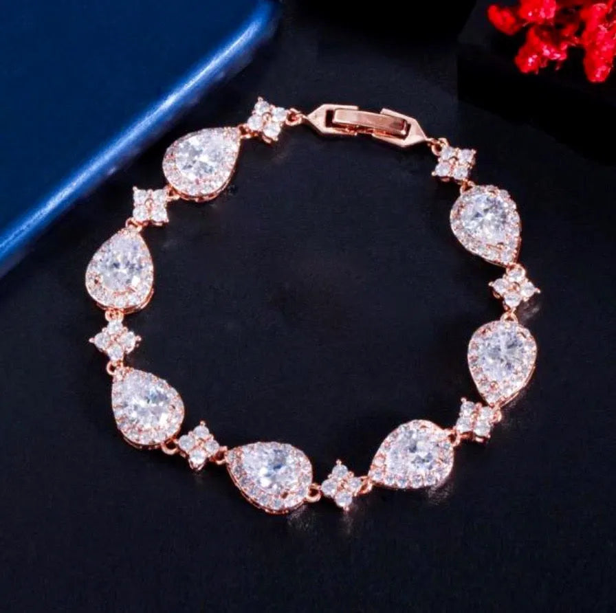 Wedding Jewelry - Cubic Zirconia Bridal Bracelet - Available in Silver, Rose Gold and Yellow Gold