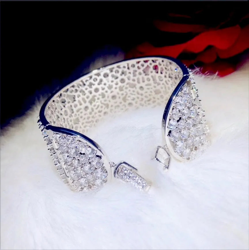 Wedding Jewelry - Cubic Zirconia Bridal Cuff Bracelet