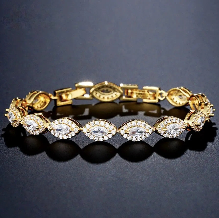 Wedding Jewelry - Cubic Zirconia Bridal Bracelet - Available in Silver, Rose Gold and Yellow Gold