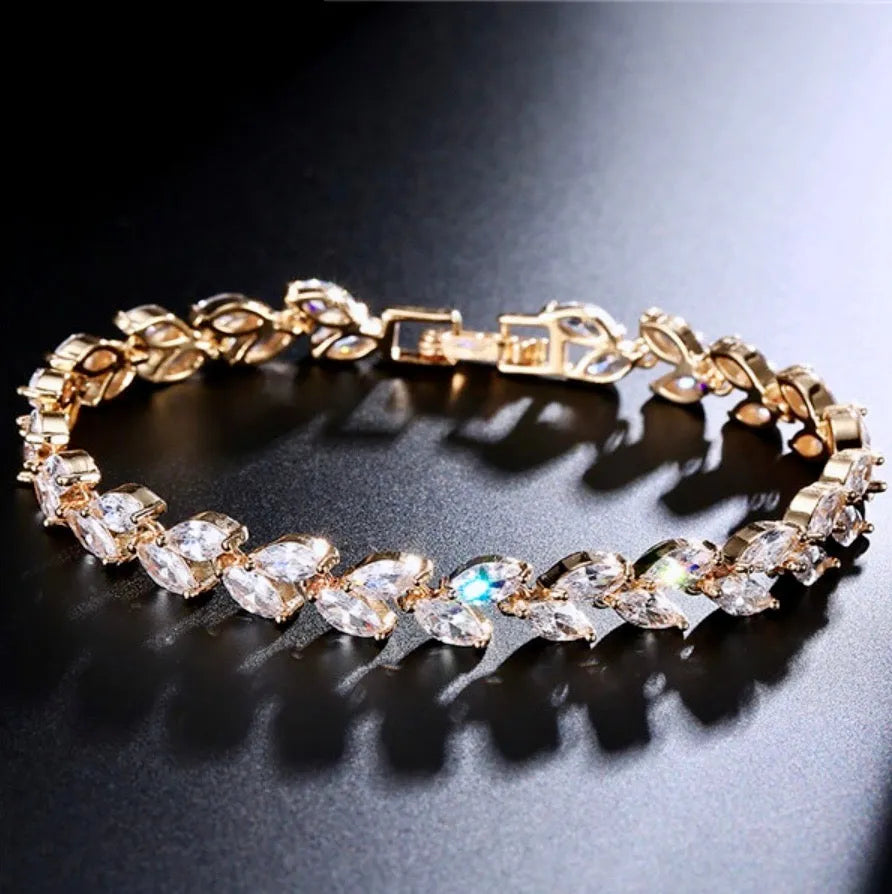 Wedding Jewelry - Cubic Zirconia Bridal Bracelet - Available in Silver, Rose Gold and Yellow Gold
