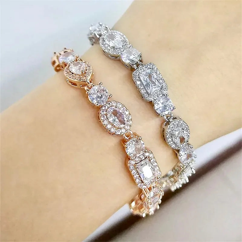 Wedding Jewelry - Cubic Zirconia Bridal Bracelet - Available in Silver, Rose Gold and Yellow Gold
