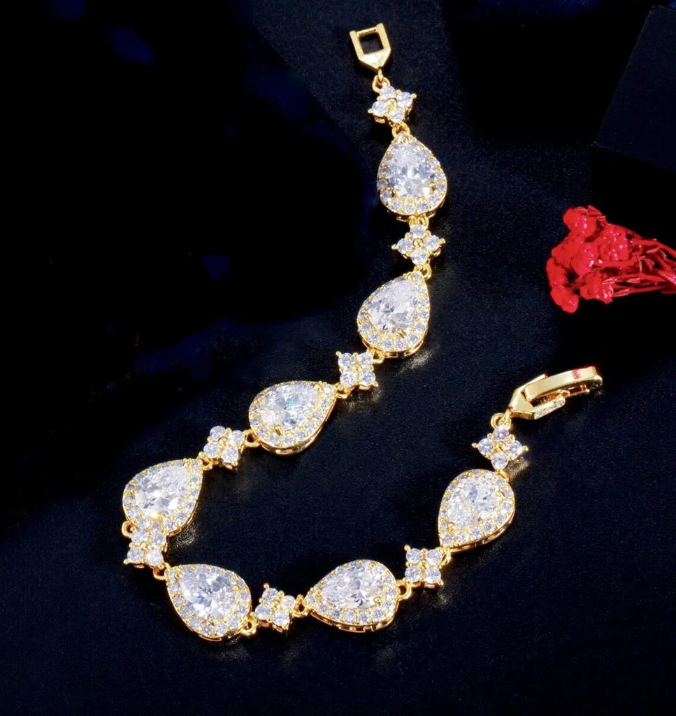 Wedding Jewelry - Cubic Zirconia Bridal Bracelet - Available in Silver, Rose Gold and Yellow Gold