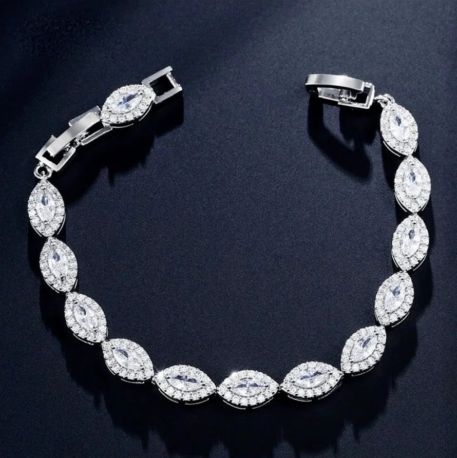 Wedding Jewelry - Cubic Zirconia Bridal Bracelet - Available in Silver, Rose Gold and Yellow Gold