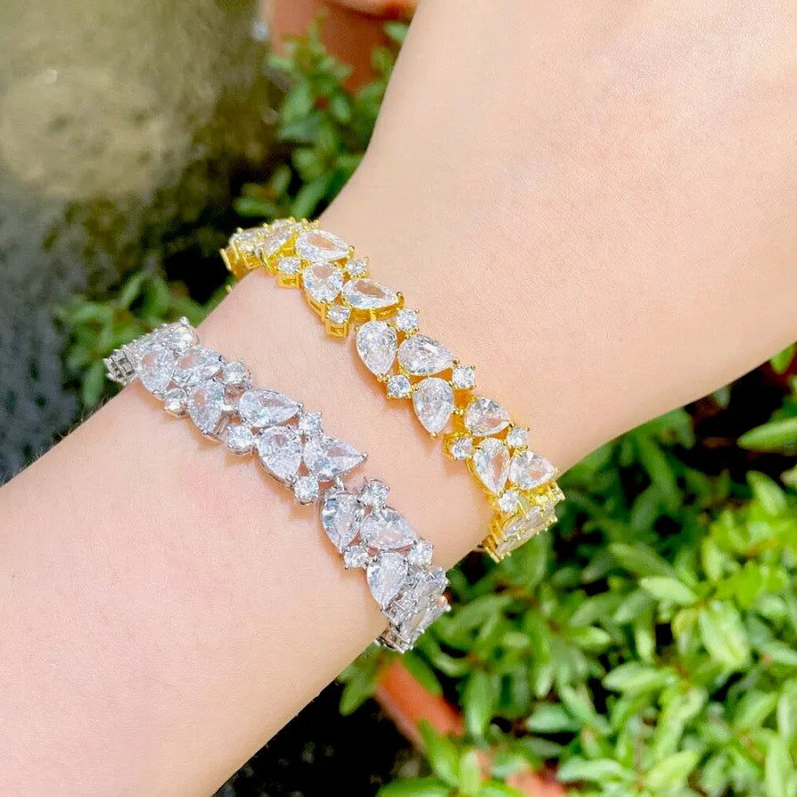 Wedding Jewelry - Cubic Zirconia Bridal Bracelet - Available in Silver, Rose Gold and Yellow Gold