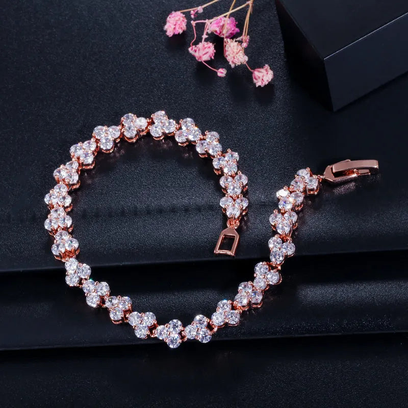 Wedding Jewelry - Cubic Zirconia Bracelets - Available in Silver, Yellow Gold and Rose Gold