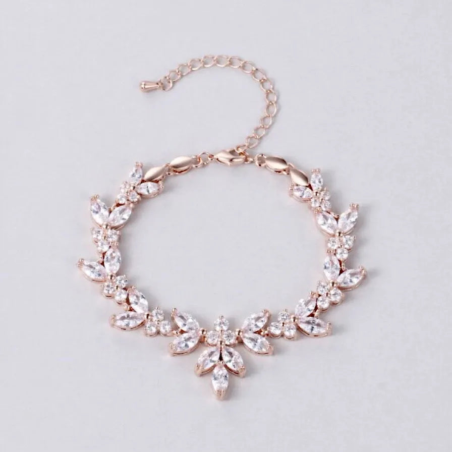 Wedding Jewelry - Cubic Zirconia Bridal Bracelet - Available in Silver, Rose Gold and Yellow Gold