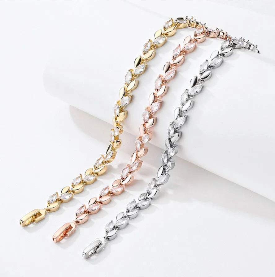 Wedding Jewelry - Cubic Zirconia Bridal Bracelet - Available in Silver, Rose Gold and Yellow Gold