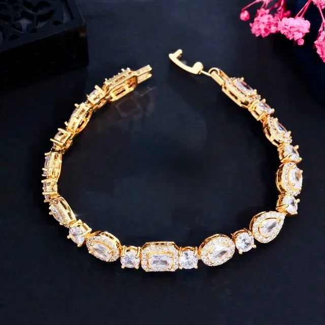 Wedding Jewelry - Cubic Zirconia Bridal Bracelet - Available in Silver, Rose Gold and Yellow Gold