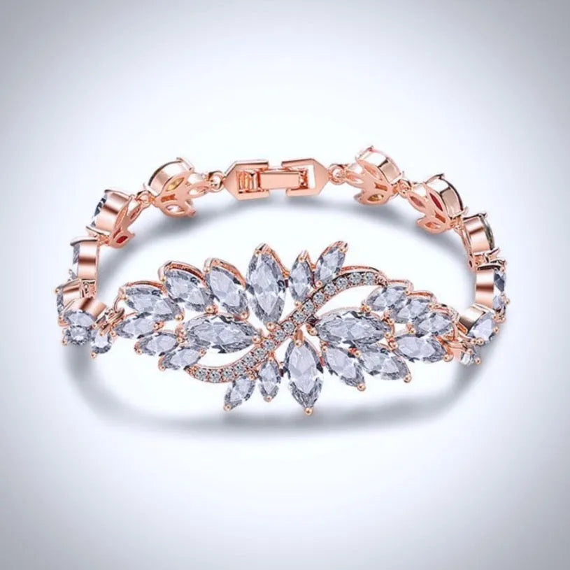 Wedding Jewelry - Cubic Zirconia Bridal Bracelet - Available in Yellow Gold, Silver and Rose Gold