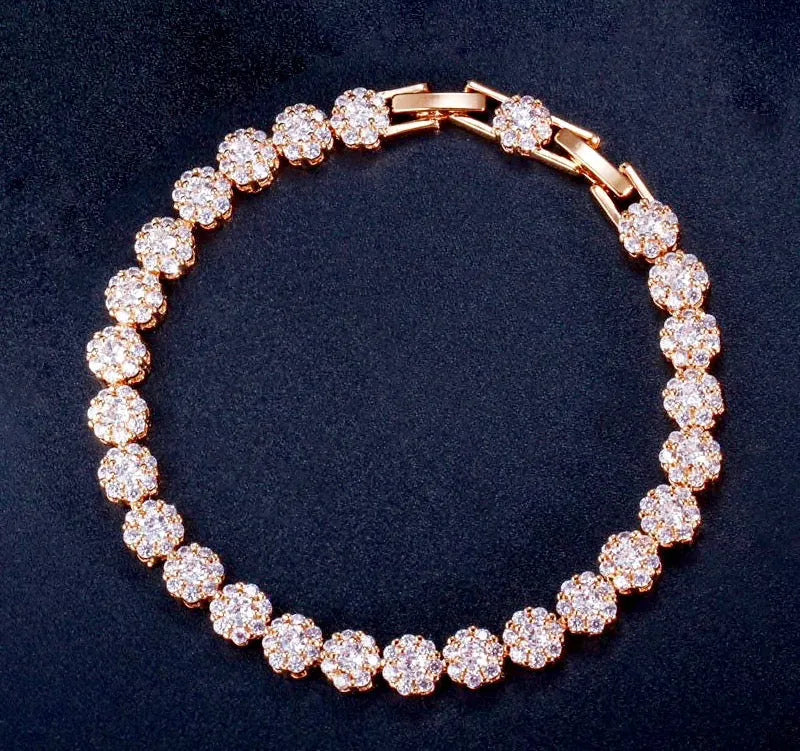 Wedding Jewelry - Cubic Zirconia Bridal Bracelet - Available in Rose Gold and Silver