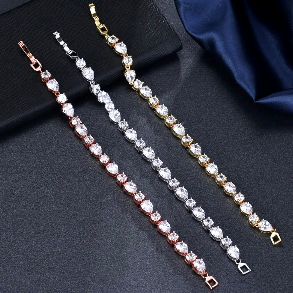 Wedding Jewelry - CZ Bridal Bracelet - Available in Silver, Rose Gold and Yellow Gold