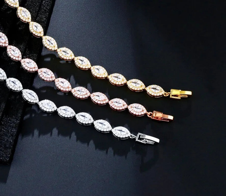 Wedding Jewelry - Cubic Zirconia Bridal Bracelet - Available in Silver, Rose Gold and Yellow Gold