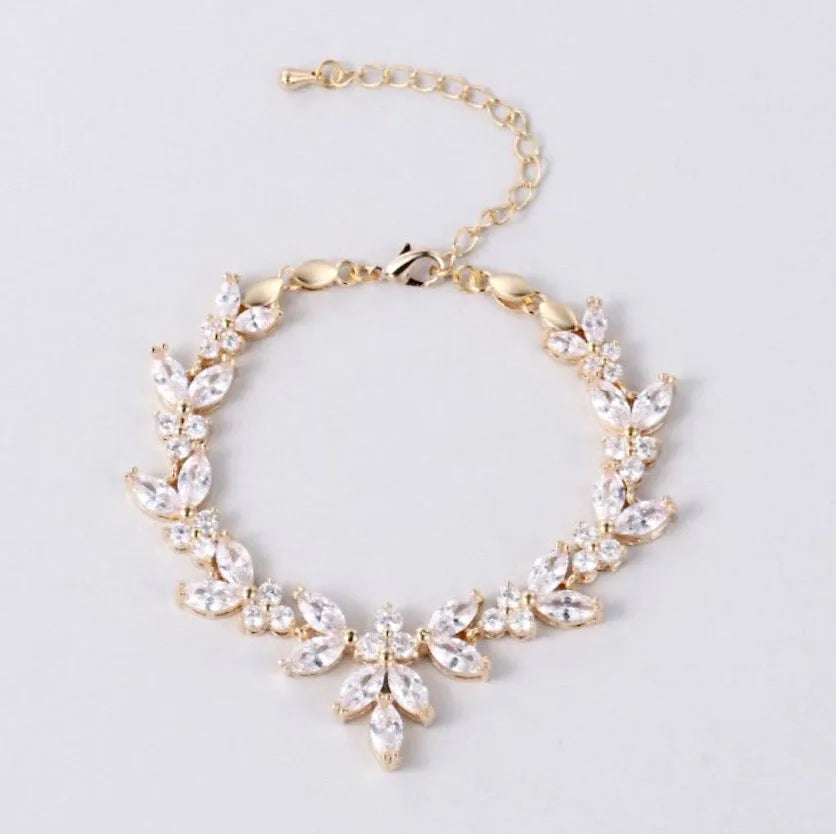 Wedding Jewelry - Cubic Zirconia Bridal Bracelet - Available in Silver, Rose Gold and Yellow Gold