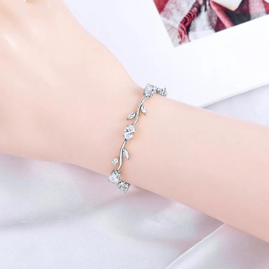 Wedding Jewelry - Cubic Zirconia Bridal Bracelet - Available in Silver, Rose Gold and Yellow Gold