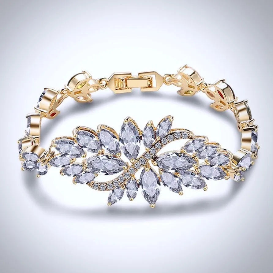 Wedding Jewelry - Cubic Zirconia Bridal Bracelet - Available in Yellow Gold, Silver and Rose Gold